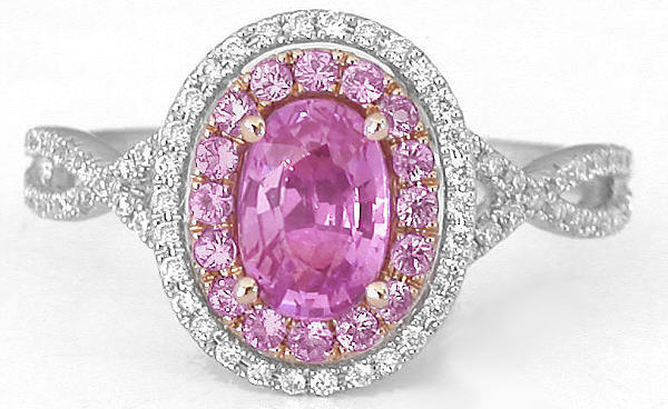 Real Natural Pink Sapphire Ring in White Gold