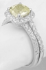 Natural Unheated Cushion Yellow Sapphire and Diamond Engagement Ring and Band in 14k white gold