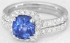 2.33 ctw Ceylon Sapphire and Diamond Ring in 14k white gold with optional matching band