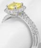 Cushion Yellow Sapphire and Diamond Engagement Ring Set in 14k white gold