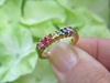 Natural 2.5mm Princess Cut Rainbow Sapphire Ring in 14k yellow gold