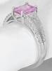 Fine Emerald Cut Pink Sapphire and Diamond Ring in 14k white gold