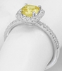 Cushion Natural Yellow Sapphire and Real Diamond Ring in 14k white gold