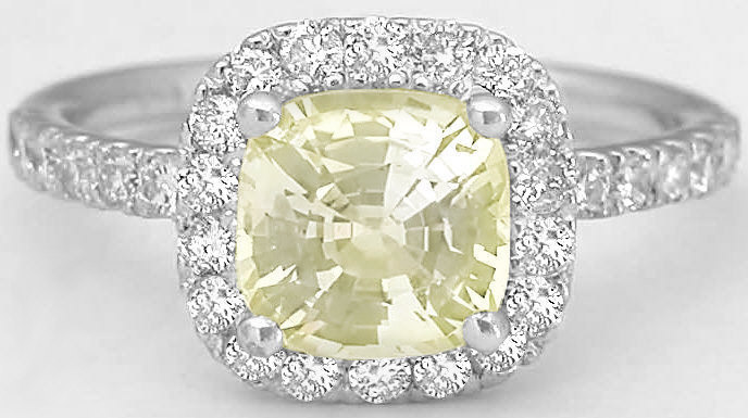 2.17 ctw Ceylon Unheated Yellow Sapphire and Diamond Ring in 14k white gold