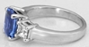 Blue Sapphire and Asscher Cut Diamond Ring in Platinum