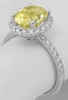Natural Oval Yellow Sapphire and Diamond Halo Ring in real 14k white gold for sale