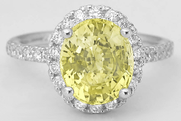 3.59 ctw Ceylon Unheated Yellow Sapphire and Diamond Ring in 14k white gold