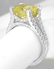 Unheated Cushion Cut Yellow Sapphire and Diamond Ring in 14k white gold