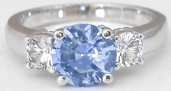 3 stone Blue and White Sapphire Ring