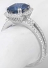 Blue Sapphire Ring with Diamond Halo in 14k white gold