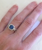 Fine Genuine Blue Sapphire Ring with Diamond Halo in 14k white gold