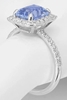 Large Radiant Cut Blue Sapphire Ring with Diamond Halo in 14k white gold