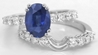 Oval Sapphire and Diamond Engagement Ring in 14k white gold