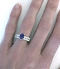 Natural Sapphire Engagement Ring and Band Set in 14k white gold