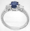 Engraved Blue and White Sapphire Ring
