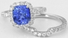 Cushion Cut Sapphire and Diamond Ring in 14k white gold