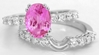 Oval Pink Sapphire Diamond Engagement Ring with Matching Band