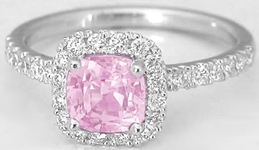 Untreated Light Pink Sapphire Ring with Cushion Sapphire in 14k white gold