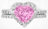 Heart Pink Sapphire Engagement Ring and Band in 14k white gold