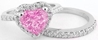 Heart Pink Sapphire Engagement Ring and Band in 14k white gold