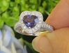 Heart Cut Natural Sapphire Ring in 18k White Gold for sale