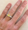 Natural Unheated Radiant Cut Bright Yellow Sapphire Ring with baguette diamonds in 18k gold