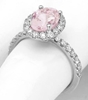 Pastel Pink Sapphire Ring with Diamond Halo in 14k white gold