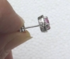 Round Light Pink Sapphire Stud Earrings in 14k white gold. Real Sapphires.
