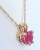 Heart Cut Genuine Pink Sapphire Solitaire Pendant Necklace in 14k yellow gold