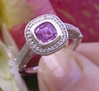 Platinum Natural 6mm Cushion Pink Sapphire Engagement Ring with Real Diamond Halo for sale