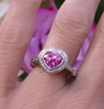 Gem Quality Heart Cut Bubble Gum Pink Sapphire Engagement Ring in 18k white gold for sale