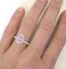 Light Pink Oval Natural Pink Sapphire Ring - Diamond Halo and White Gold Setting