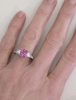 Princess Pink Sapphire Ring on the hand