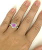 Genuine fine Heart Shape Pink Sapphire Ring with Double Diamond Halo in 14k white gold