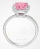 Genuine Peachy Pink Sapphire Ring with Diamond Halo in 14k white gold