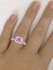 Princess Cut Pink Sapphire Ring with Pink Sapphire and Diamond Band in 14k White Gold
