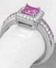 Unique Princess Cut Pink Sapphire Ring in 14k White Gold