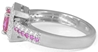 Genuine Princess Cut Pink Sapphire Ring with Pink Sapphire and Diamond Band in 14k White Gold