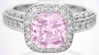 2.77 ctw Cushion Cut Pink Sapphire and Diamond Ring in 14k white gold - SPR-115