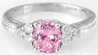 Natural Unheated Pink Sapphire Ring with Ornate Engraving and Real Diamonds in solid 14k white gold for sale