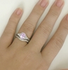 Pink sapphire engagement set with hand carved white gold band