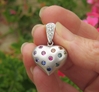 Women's Rainbow Sapphire Heart Pendant Neclace in 14k white gold