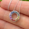 Natural Rainbow Sapphire Circle Pendant in 14k white gold for her