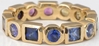 Princess and Round Multi-Color Sapphire Eternity Bands