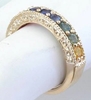 Engraved Round Rainbow Sapphire Rings