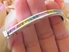 Natural Princess Cut Rainbow Sapphire Bangle Bracelet in solid1 4k white gold for sale