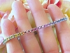 Natural Rainbow Multi Color Sapphire Bracelet with 3mm round sapphires set in solid 14k white gold for sale