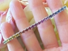 14k white gold natural Rainbow Sapphire Bracelet with 3mm round sapphires
