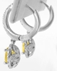 Oval Yellow Sapphire and Diamond Halo Drop Earrings in 14k white gold