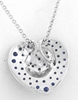 Natural Blue Sapphire and Diamond Heart Pendant in 14k white gold